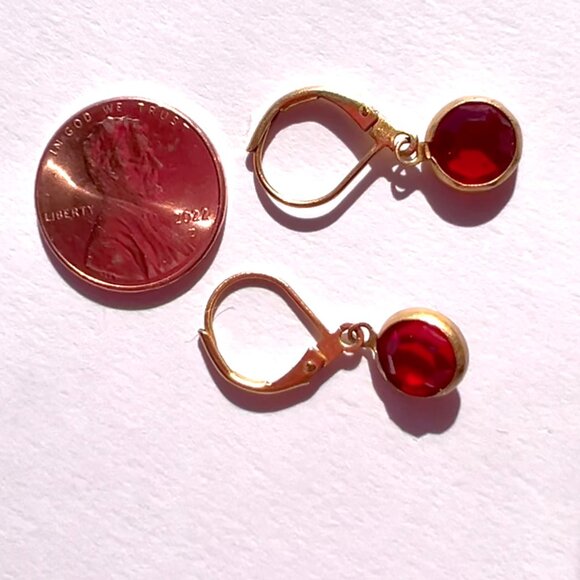 Red Stone Crystal Earrings - Picture 4 of 4